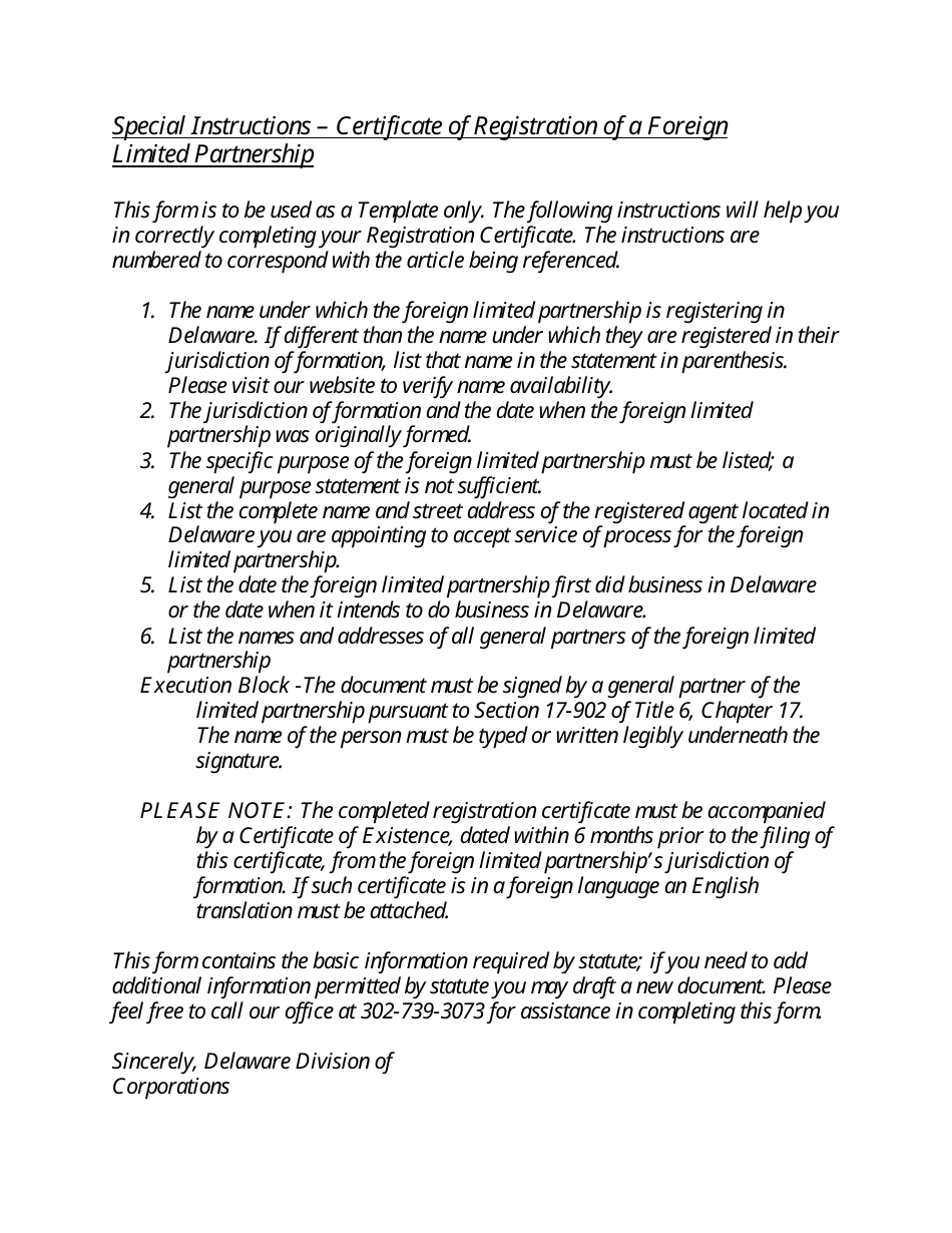 Certificate of Registration of a Foreign Limited Partnership - Delaware, Page 2