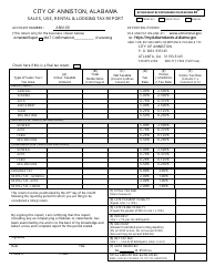 Document preview: Sales, Use, Rental & Lodging Tax Report Form - City of Anniston, Alabama