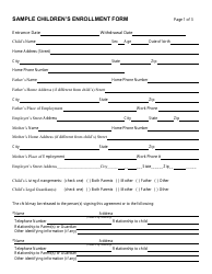 Sample Children&#039;s Enrollment Form - Georgia (United States)