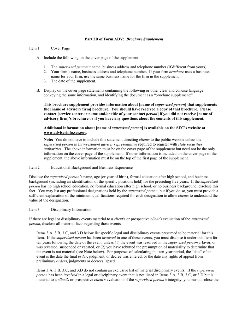 Instructions for SEC Form 1707, ADV Part 2, 2A, 2B, Page 23
