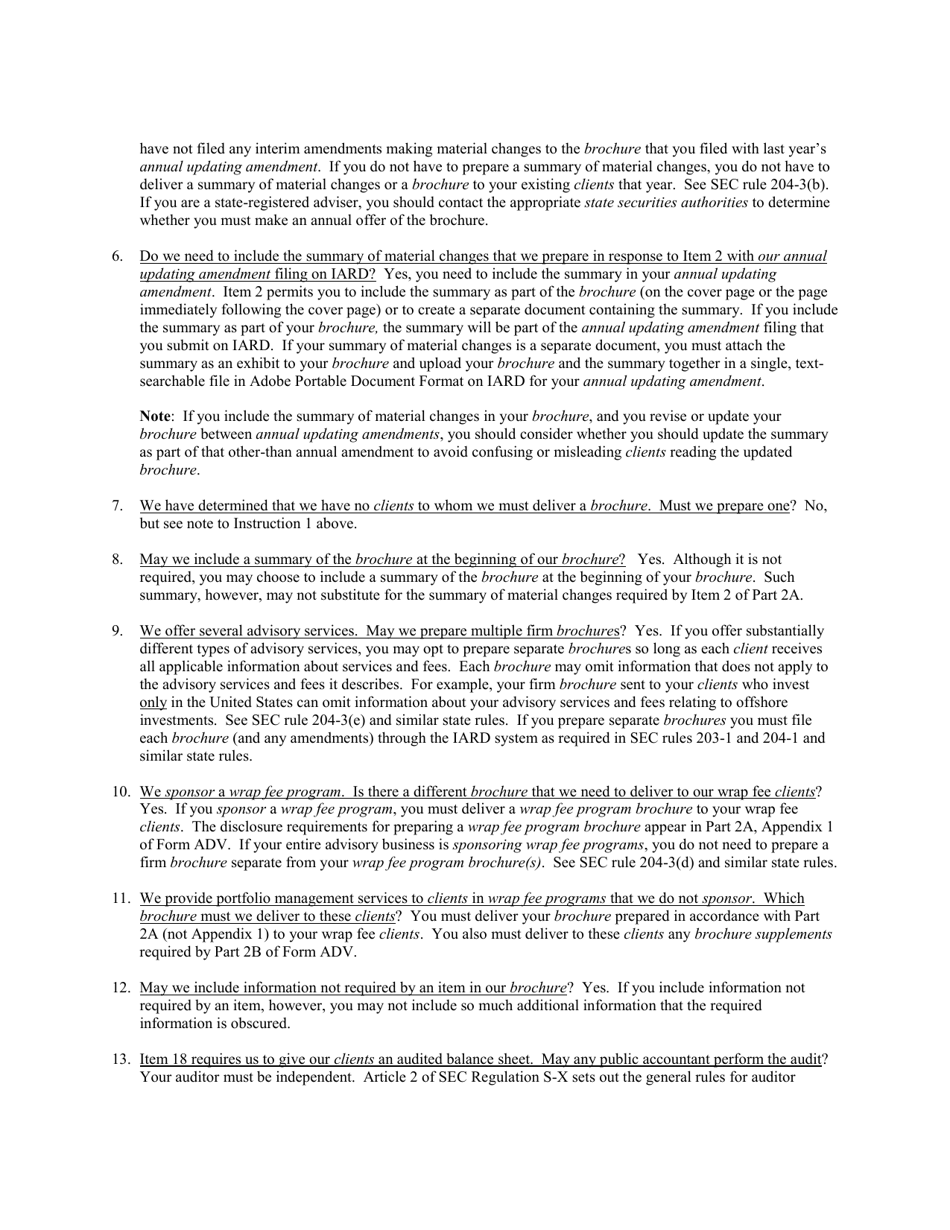 Instructions for SEC Form 1707, ADV Part 2, 2A, 2B, Page 4