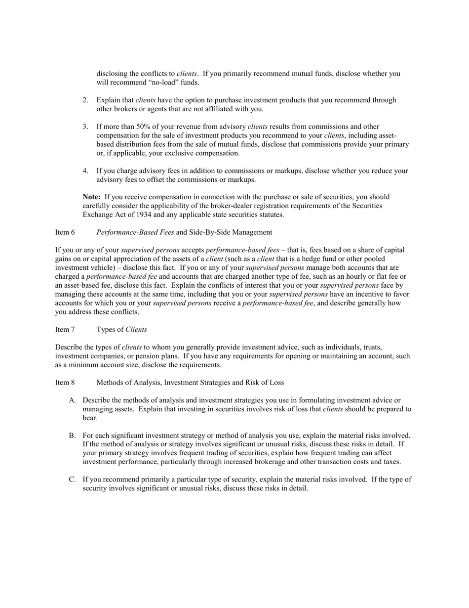 Instructions for SEC Form 1707, ADV Part 2, 2A, 2B, Page 8