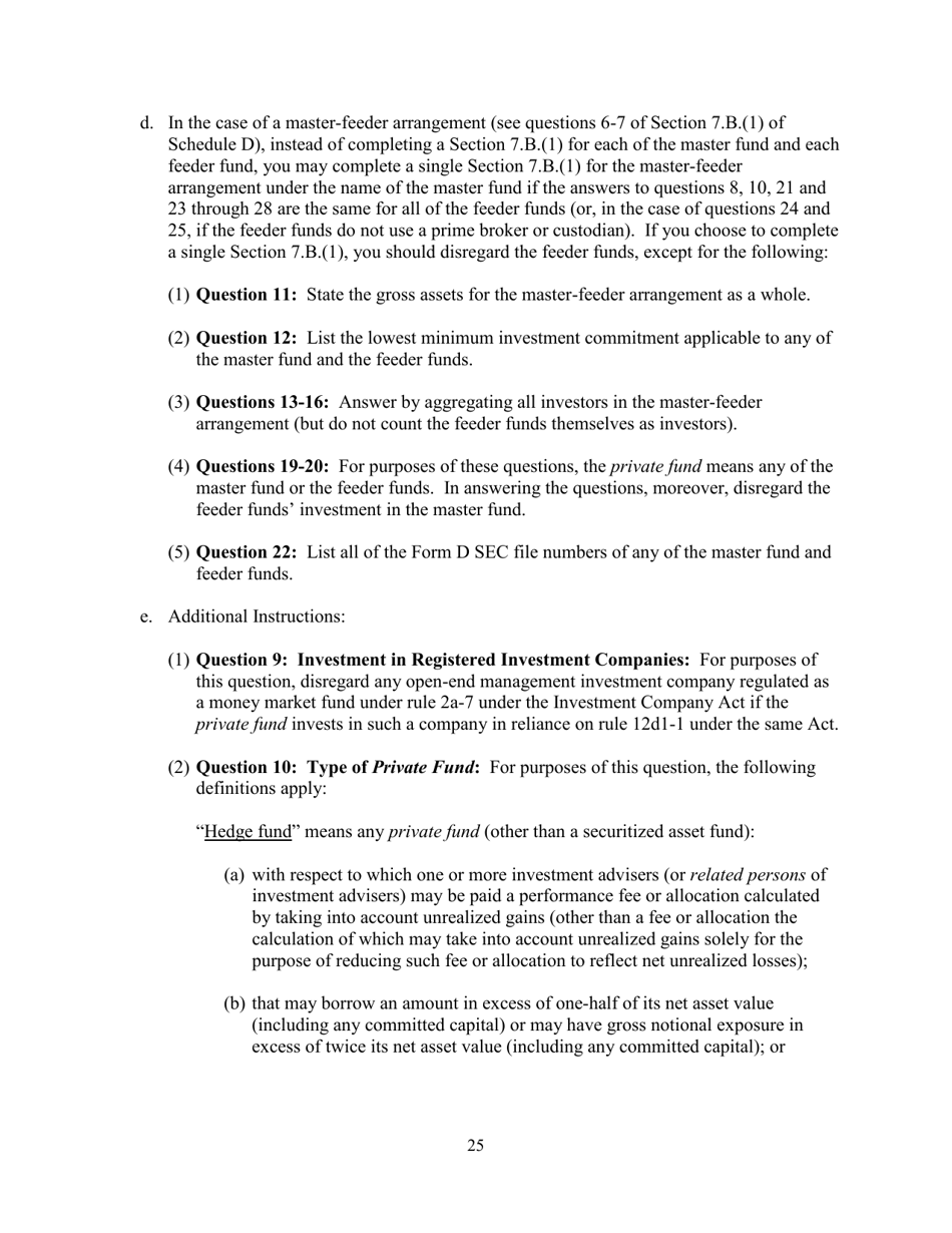 Instructions for SEC Form 1707, ADV Uniform Application for Investment Adviser Registration and Report Form by Exempt Reporting Advisers, Page 25