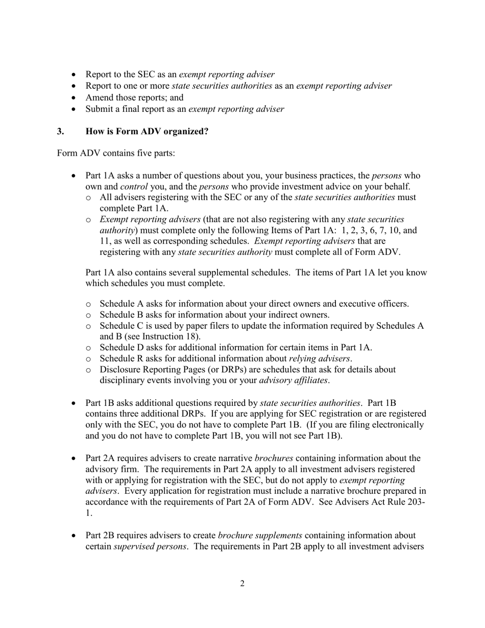 Download Instructions for SEC Form 1707, ADV Uniform Application for
