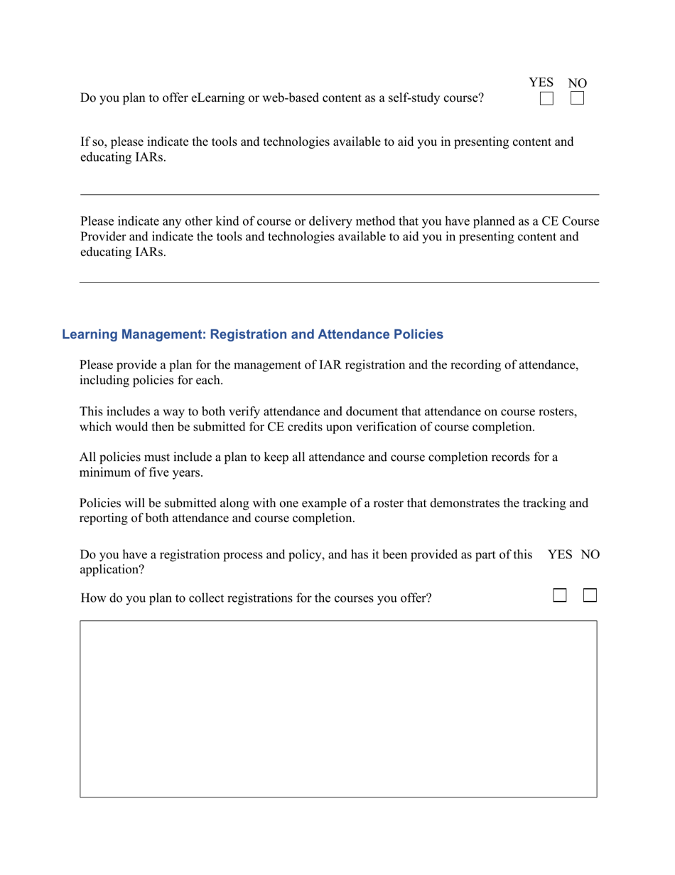 Investment Adviser Representative Continuing Education (Ce) Course Provider Application, Page 9