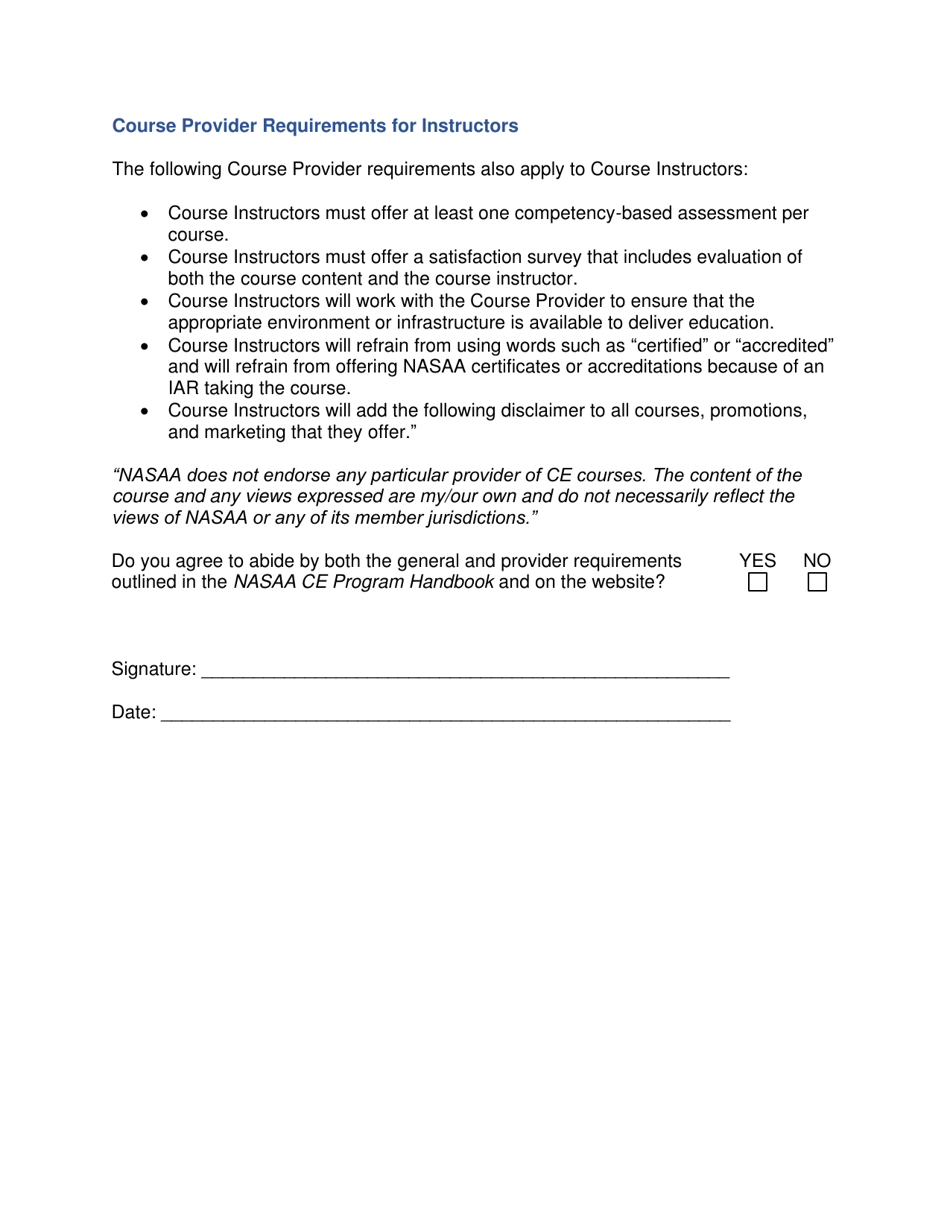 Nasaa Iar Continuing Education (Ce) Course Instructor Application, Page 3
