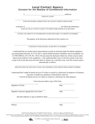 Document preview: Local Contact Agency Consent for the Release of Confidential Information - North Carolina