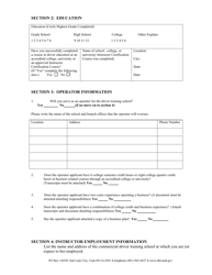 Commercial Driver Training Instructor/Operator Certification Application - Utah, Page 2