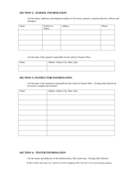 Commercial Driver Education School/Testing Only School Application - Utah, Page 2