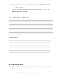 Commercial Driver Education School/Testing Only School Application - Utah, Page 5