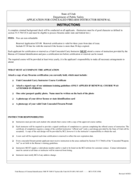 Application for Concealed Firearm Instructor Renewal - Utah
