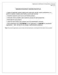 Application for Approval to Sell Bottled Drinking Water in Vermont; or for Amendment to Existing Bottled Water Facility Approval - Vermont, Page 4