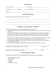 Replacement Supply Exemption Form - Vermont, Page 2