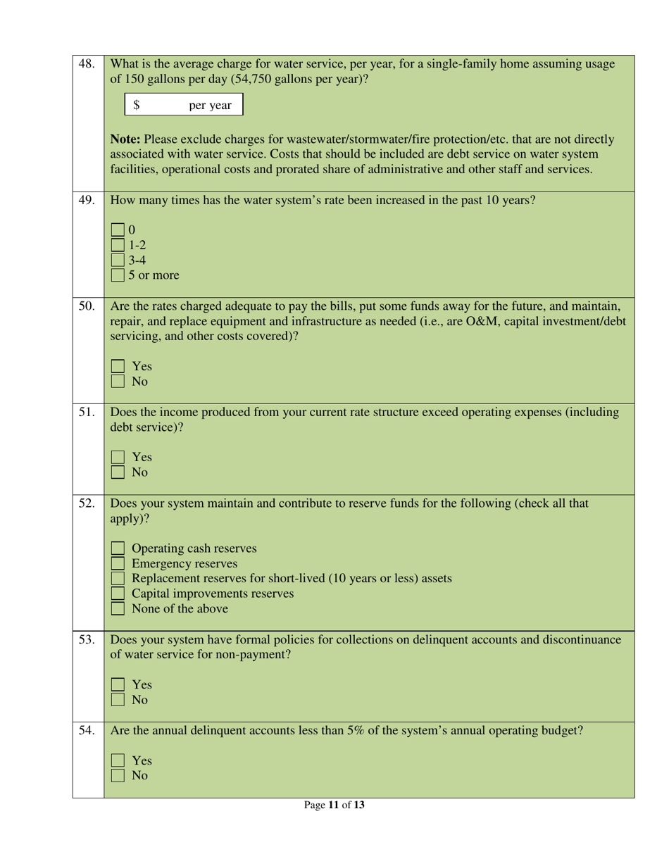 Drinking Water System Capacity Self-evaluation - Vermont, Page 11