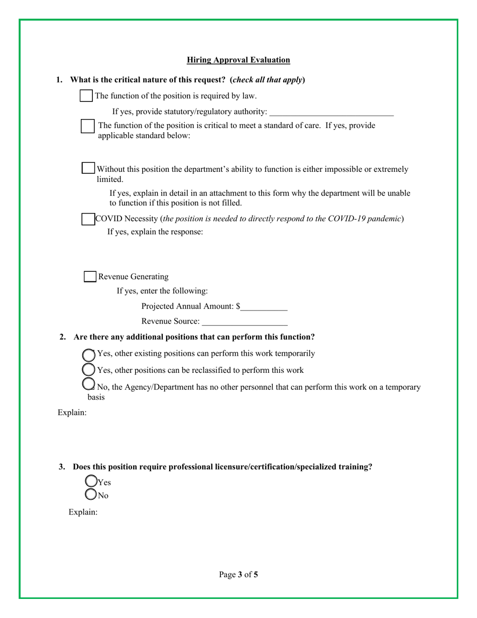 Request for Hiring Approval - Vermont, Page 3