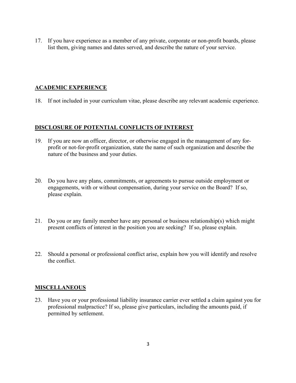 Application for Candidates for Green Mountain Care Board - Vermont, Page 3