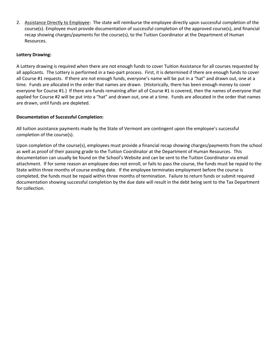 Tuition Assistance Application - Vermont, Page 4