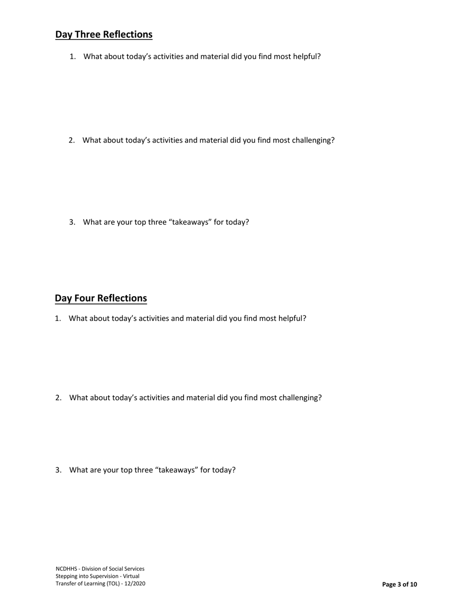 Transfer of Learning Tool (Tol) for Stepping Into Supervision - North Carolina, Page 3