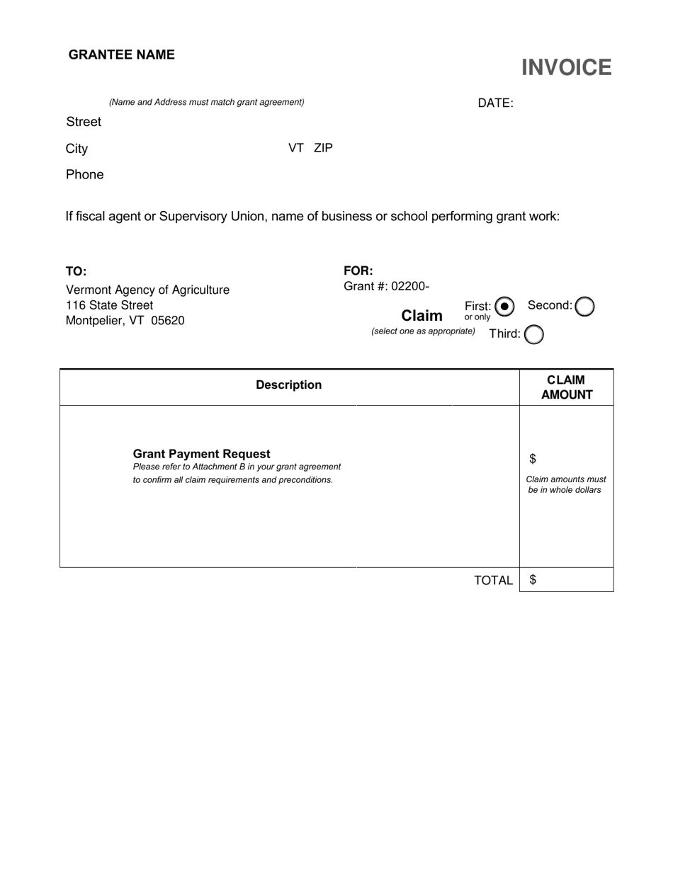 Vermont Grantee Invoice - Fill Out, Sign Online and Download PDF ...