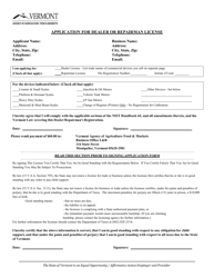 Application for Dealer or Repairman License - Vermont