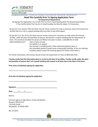 Application for Certification of Competency to Test Milk/Milk Products - Vermont, Page 2