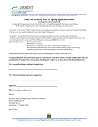 Application for Certification of Competency Weigh &amp; Sample Milk - Vermont, Page 2