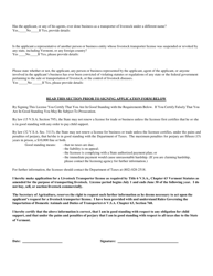Application for Livestock Transporter License - Vermont, Page 2