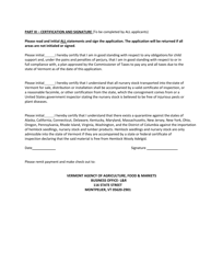 Nursery Dealer /Grower License Application - Vermont, Page 2