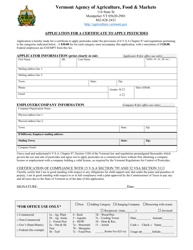 Application for a Certificate to Apply Pesticides - Vermont