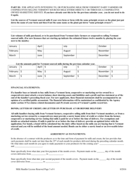Application for Milk Handlers License - Vermont, Page 3
