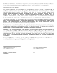 Application for Laboratory Certification - Cannabis Quality Control Program - Vermont, Page 3