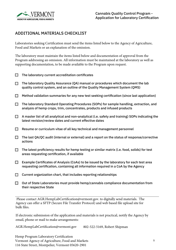 Application for Laboratory Certification - Cannabis Quality Control Program - Vermont, Page 5
