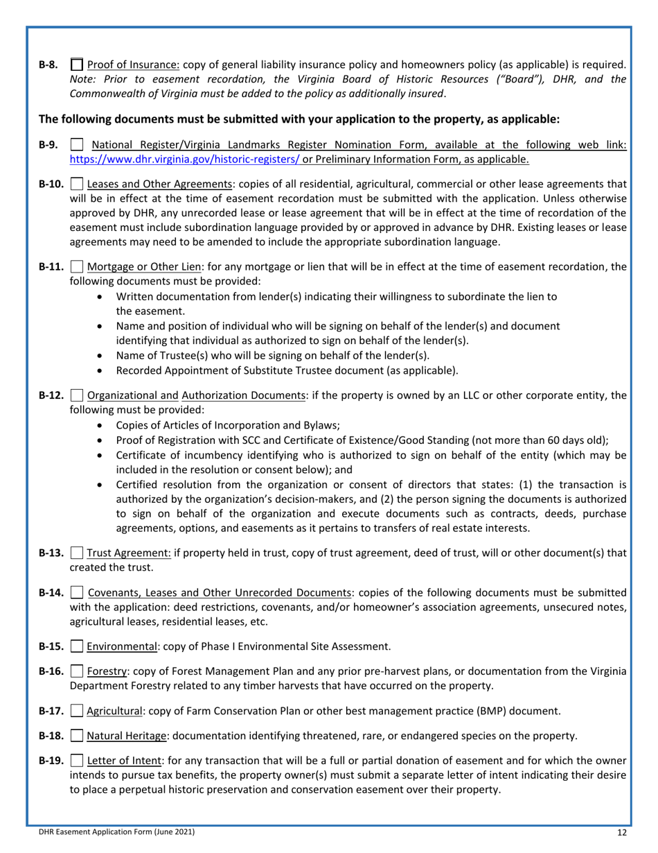 Easement Application Form - Virginia, Page 12