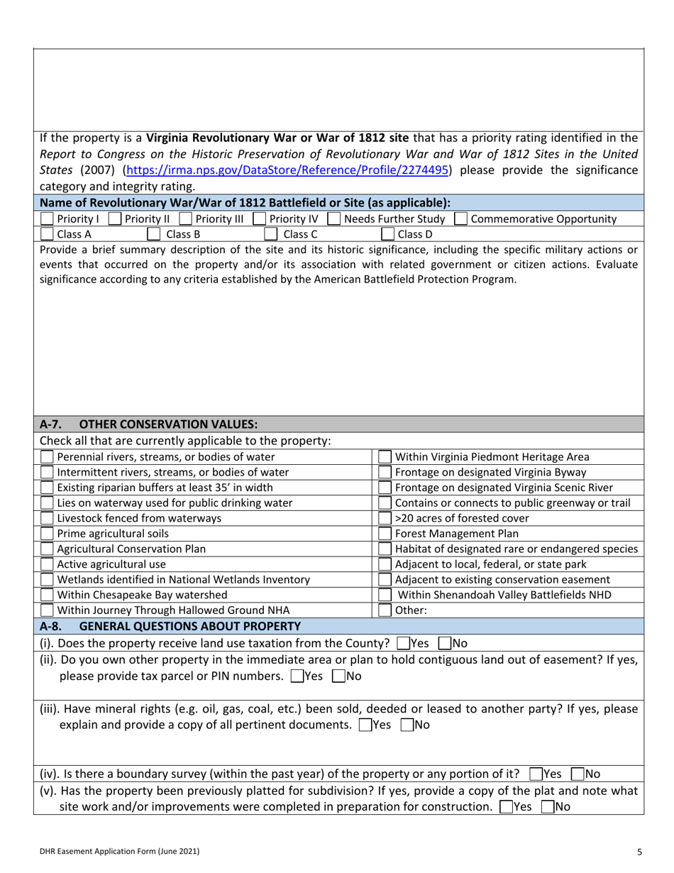 Easement Application Form - Virginia, Page 5