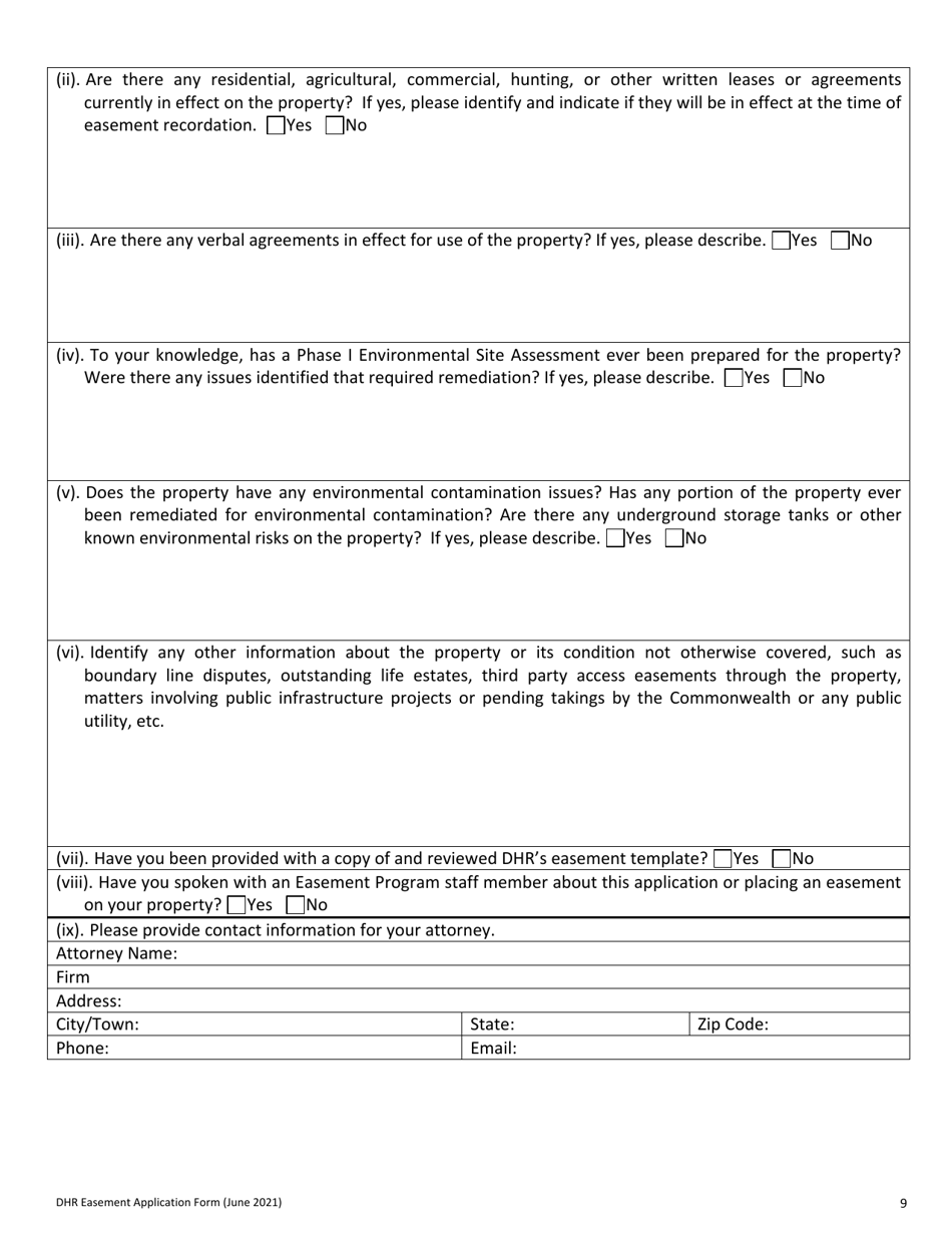 Easement Application Form - Virginia, Page 9
