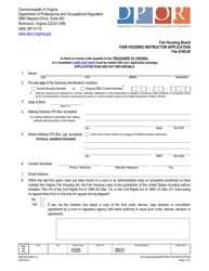 Document preview: Form A463-0631INST Fair Housing Instructor Application - Virginia