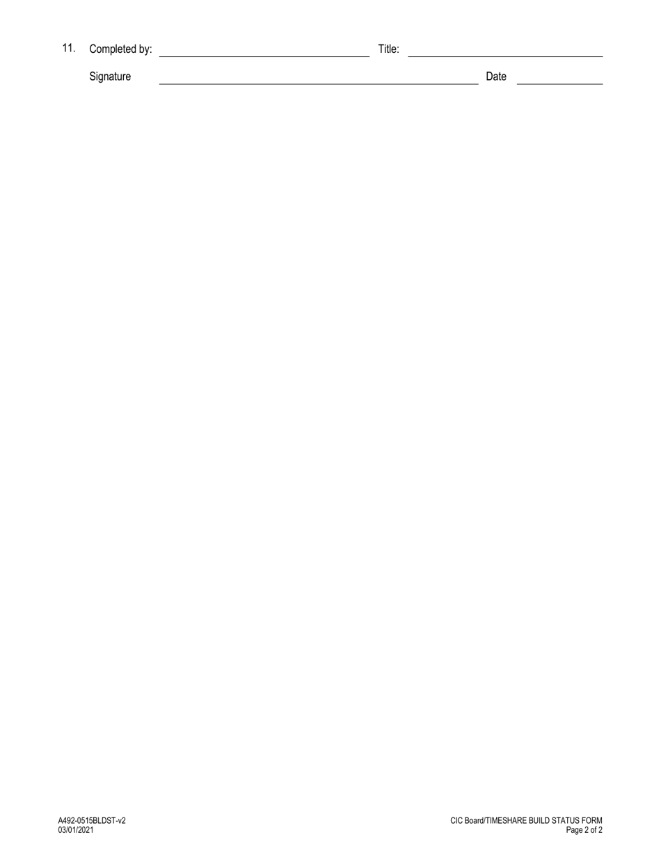 Form A492-0515BLDST Time-Share Building Status Form - Common Interest Community Board - Virginia, Page 2