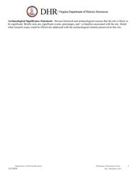 Preliminary Information Form (PIF) for Archaeological Sites - Virginia, Page 4