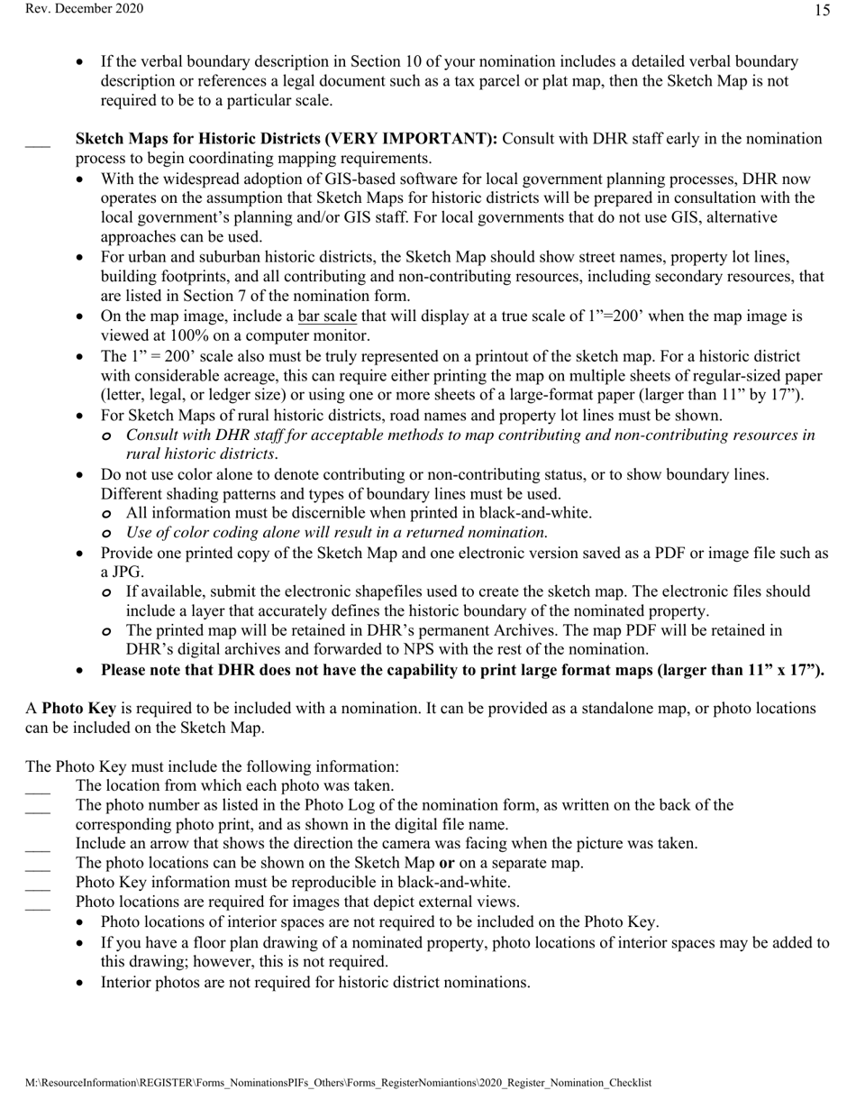 Historic Registers: Nomination Checklist - Virginia, Page 15