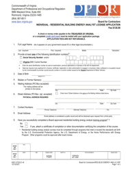 Document preview: Form A501-2722LIC Individual - Residential Building Energy Analyst License Application - Virginia