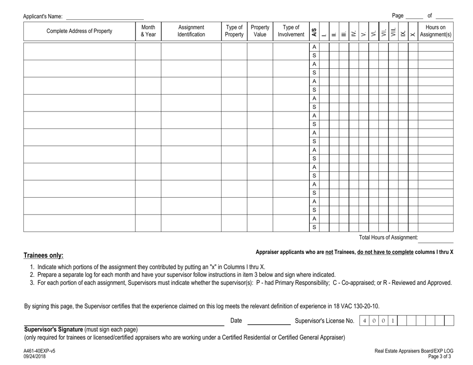 Form A461-40EXP - Fill Out, Sign Online and Download Fillable PDF ...