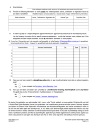 Form A461-4005TLIC Temporary Appraiser License Application - Virginia, Page 2