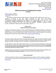 Document preview: Formulario F493-02FH-COMP Formulario De Queja De Discriminacion De Vivienda De Virginia - Virginia (Spanish)