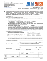 Form A429-29CRS &quot;School of Auctioneering - Course Approval Application&quot; - Virginia