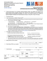 Document preview: Form A429-29CECRS Continuing Education Course Approval Application - Virginia