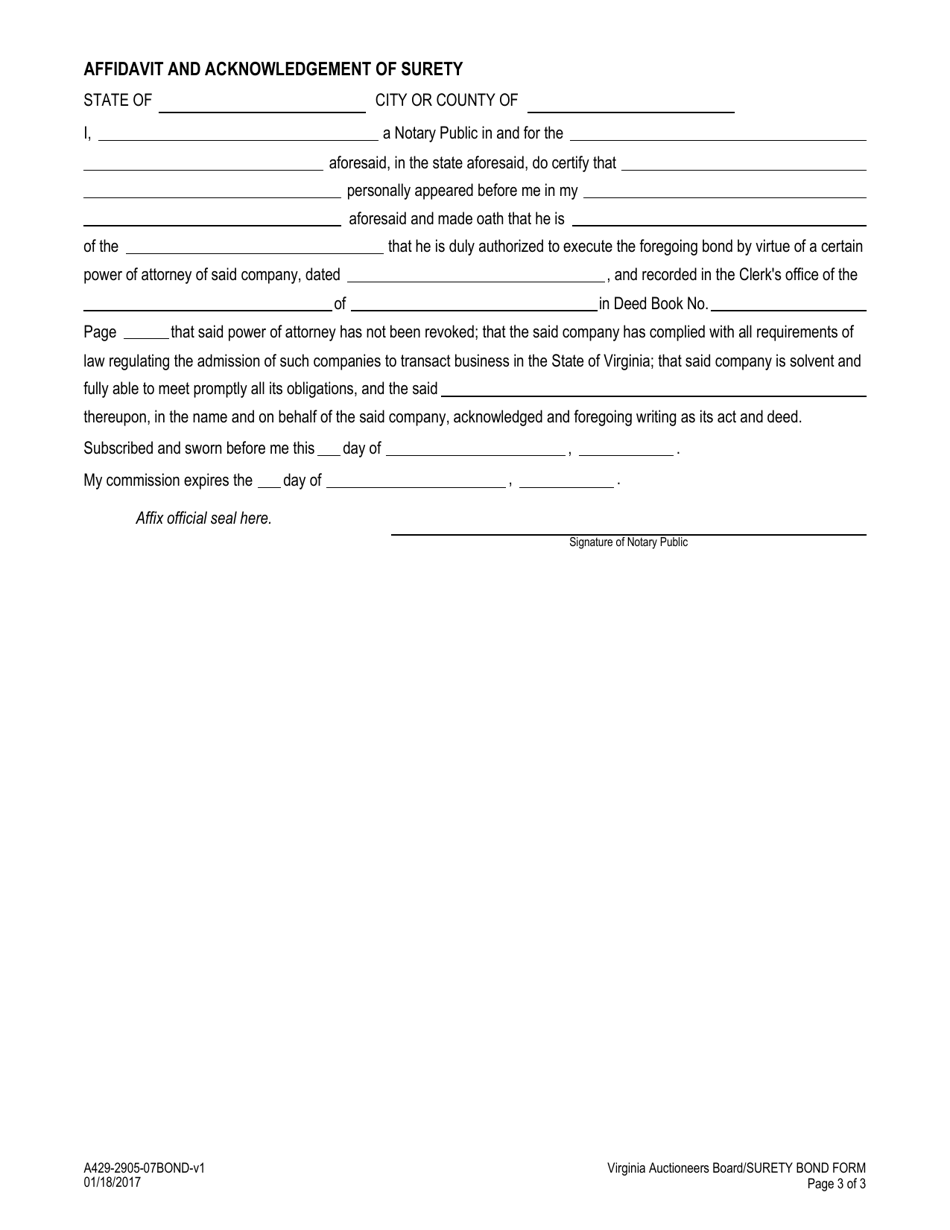 Form A429-2905-07BOND - Fill Out, Sign Online and Download Fillable PDF ...