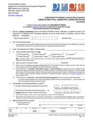 Document preview: Form A506-3333LIC Asbestos Analytical Laboratory License Application - Virginia