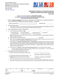Document preview: Form A506-3306LIC Asbestos Contractor License Application - Virginia