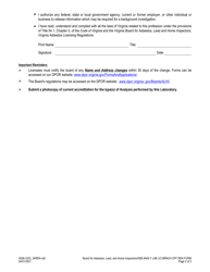 Form A506-3333_34REN Asbestos Analytical Laboratory License Renewal/Branch Office Renewal Form - Virginia, Page 2