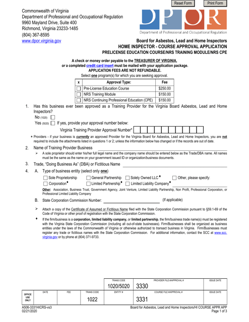 Form A506-3331HICRS  Printable Pdf
